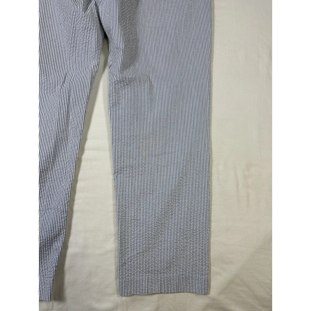 Britches Seersucker Striped Pants Size 34 x 30 Blue White Summer Preppy Trousers